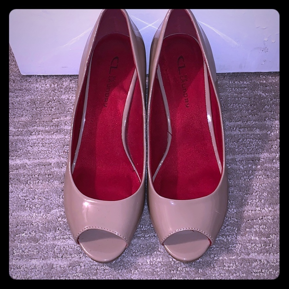 Cream colored wedge elegant heels